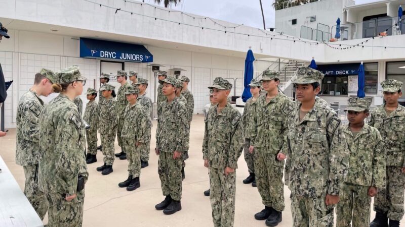 group of Young cadets standing at attention.