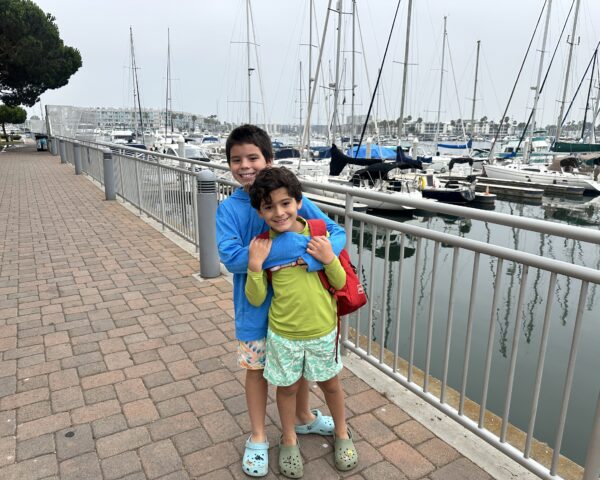Two boys in the marina
