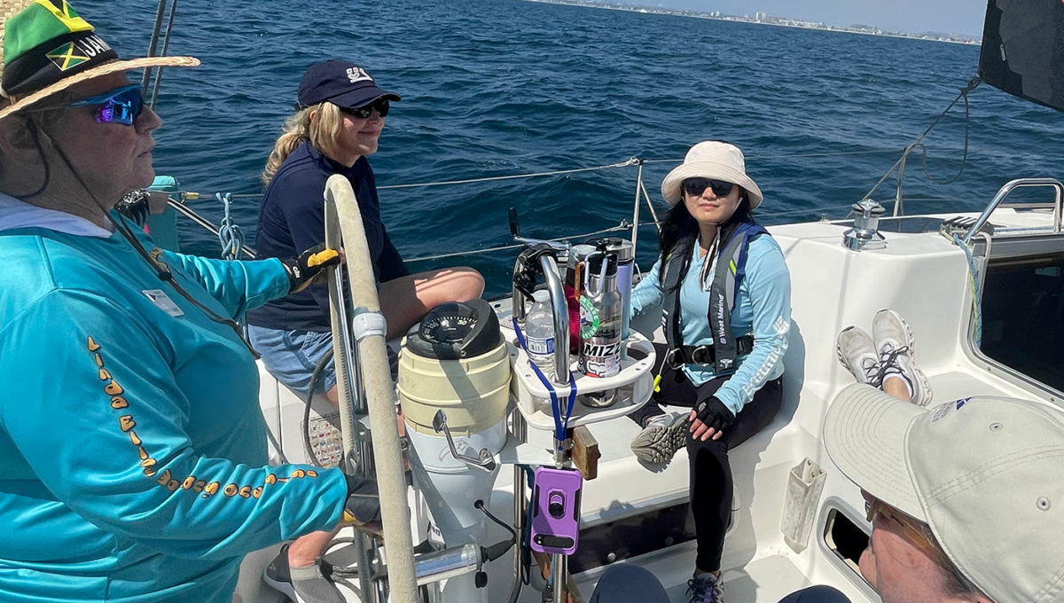 Kathy St. Amant and her crew on Rascal
